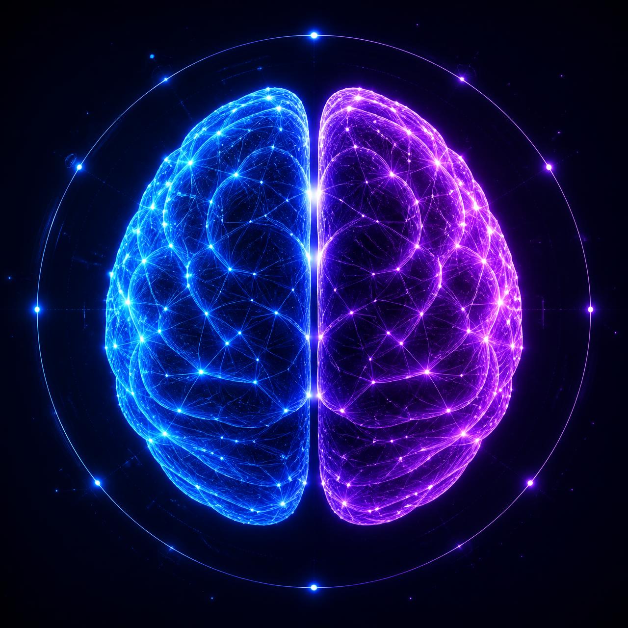 Illustration of a glowing neural network brain representing cognitive assessment